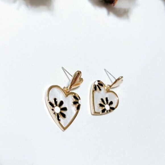 Double heart dangle earrings N282 - Picture 5 of 5